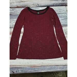 Rue 21 Women's Medium Semi Sheer Blouse Top Shirt Scoop Neck Casual Long Sleeve